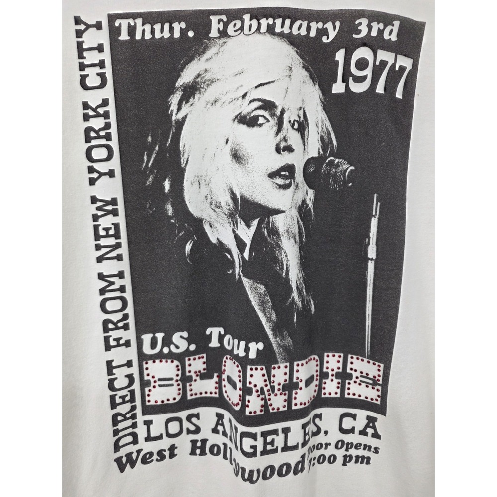 Vinyl Icons Blondie T-Shirt Feb 3rd 1977 Los Angeles Hollywood Red Rhinestones L